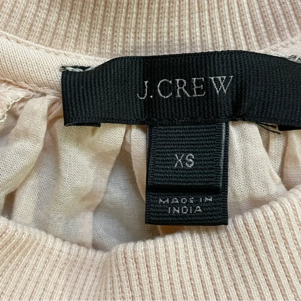 J. Crew Women's Crew Neck Sweater Blush Pink with Eyelet Lace Back Size XS